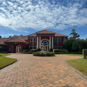 DECO Shine-a-cast a house with a vibrant brick walkway